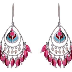 Pink and Silver Teardrop Earrings / Green & Silver Teardrop earrings- $20 each